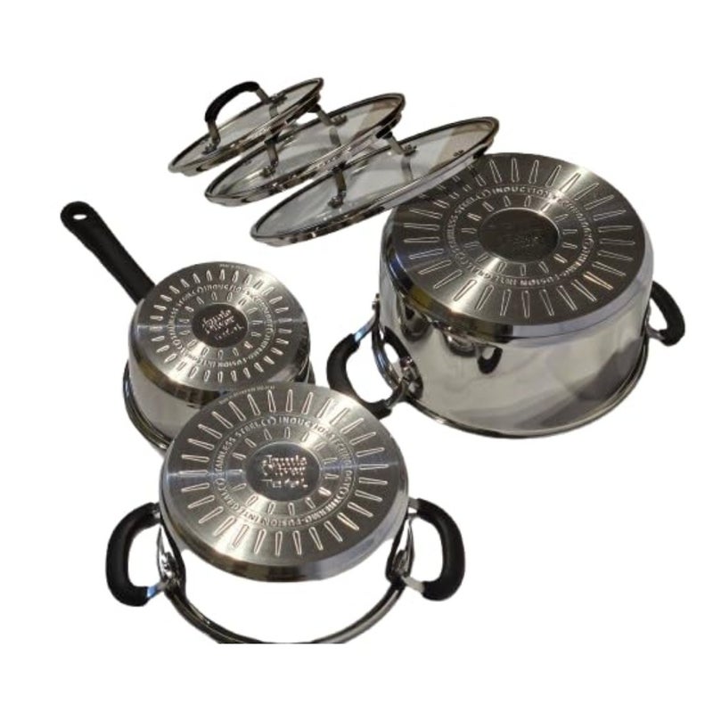 Tefal Jamie Oliver 6 Piece Set containing 3- Piece Set with lids: 16cm Saucepan and 20and24cm stewpots, Thermo Fusion, Oven Compatible, Silicon Handle and Glass lid - Image 3