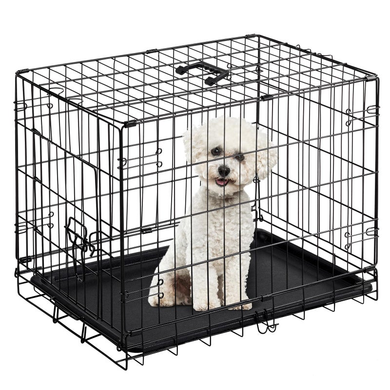 DUMOS Dog Crate, 24 Inch Medium Single Door Dog Cage with Plastic Leak-Proof Pan Tray, Folding Metal Wire Pet Kennel for Indoor, Outdoor, Travel - Image 1