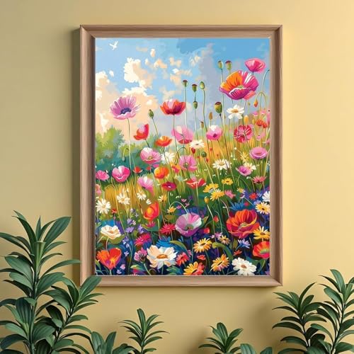 ckdiluy Flower Diamond Art Kits for Adults, 5D Colorful Wildflowers Diamond Painting Kit for Beginners, Flowers DIY Round Full Drill Painting with Gem Art Craft Kits for Home Wall Decor 12x 16 Inch - Image 3