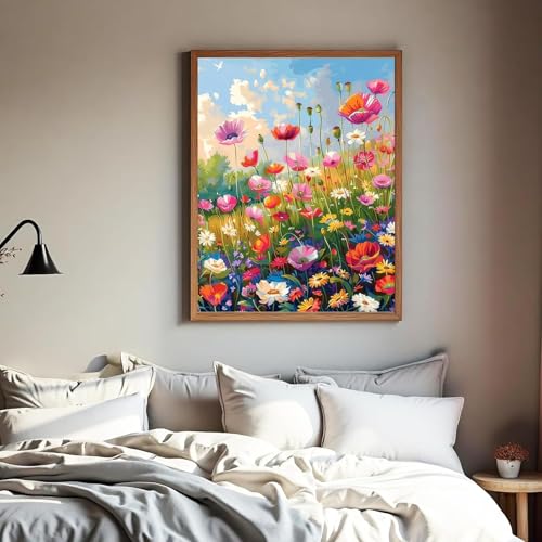 ckdiluy Flower Diamond Art Kits for Adults, 5D Colorful Wildflowers Diamond Painting Kit for Beginners, Flowers DIY Round Full Drill Painting with Gem Art Craft Kits for Home Wall Decor 12x 16 Inch - Image 4