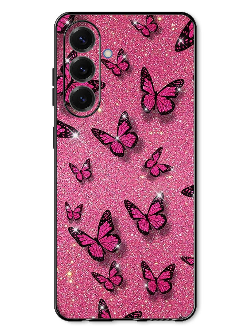 Theodor Case Compatible with Samsung Galaxy A57 Protection Shockproof Bumper Cover Pink Butterflies - Image 1