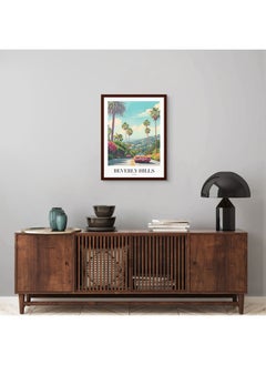 Art Decor Art Decor Framed Fine Art Portrait Print of Beverly Hills Travel Wall Art USA Cityscape Palm Trees and Streets Poster Wall Décor for Home Living Room Bedroom Hotels and Gifting  - Image 2