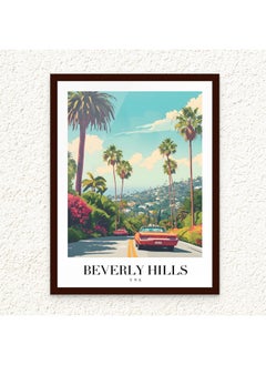 Art Decor Art Decor Framed Fine Art Portrait Print of Beverly Hills Travel Wall Art USA Cityscape Palm Trees and Streets Poster Wall Décor for Home Living Room Bedroom Hotels and Gifting  - Image 1