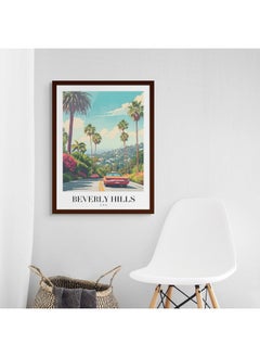 Art Decor Art Decor Framed Fine Art Portrait Print of Beverly Hills Travel Wall Art USA Cityscape Palm Trees and Streets Poster Wall Décor for Home Living Room Bedroom Hotels and Gifting  - Image 3