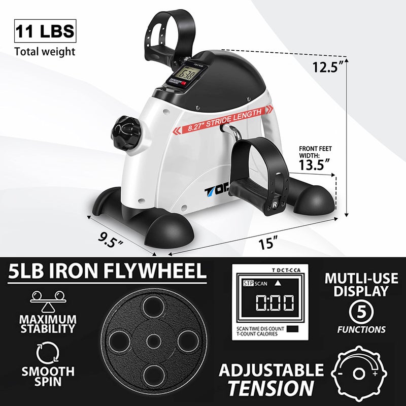 TODO Mini Exercise Bike Pedal Exerciser Foot Peddler Portable Therapy Bicycle with Digital Monitor - Image 2