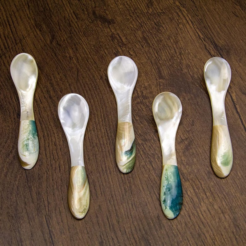 DUEBEL Mother of Pearl Caviar Spoons, 4' Luxury Handmade Spoons for Caviar/Shrimp/Egg/Icecream Serving (5pcs) - Image 3