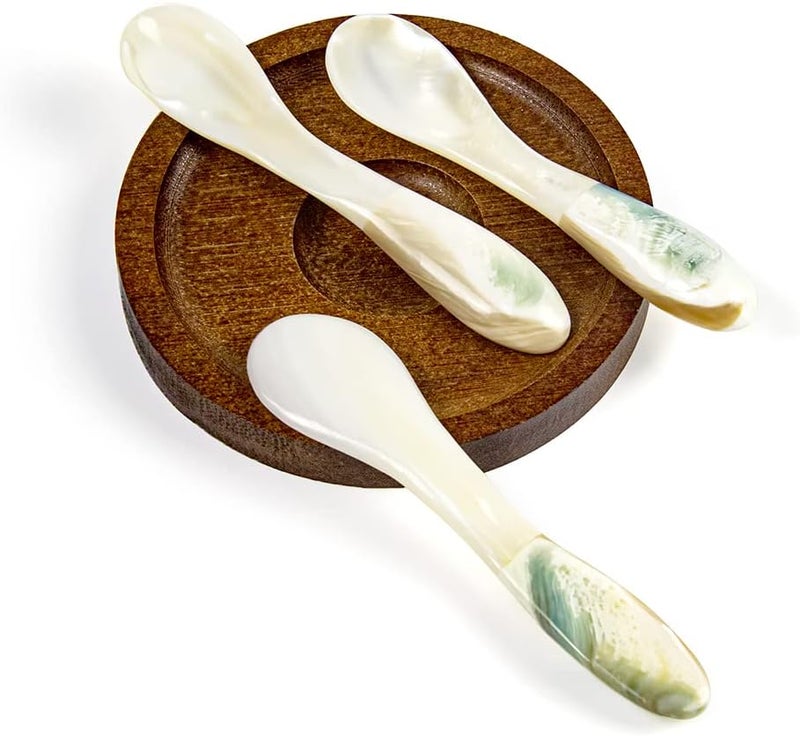 DUEBEL Mother of Pearl Caviar Spoons, 4' Luxury Handmade Spoons for Caviar/Shrimp/Egg/Icecream Serving (5pcs) - Image 2