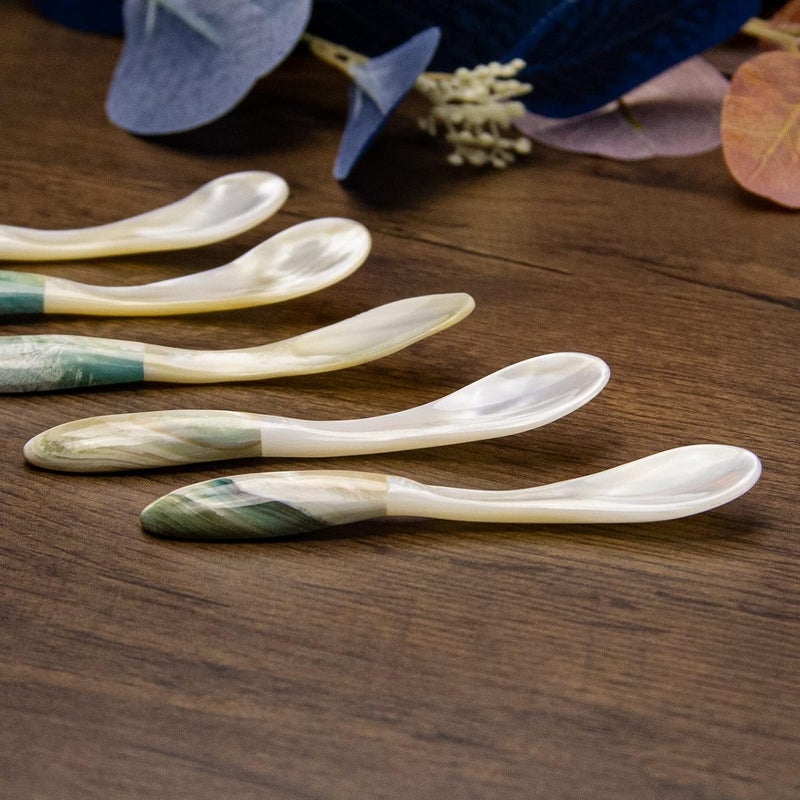 DUEBEL Mother of Pearl Caviar Spoons, 4' Luxury Handmade Spoons for Caviar/Shrimp/Egg/Icecream Serving (5pcs) - Image 4