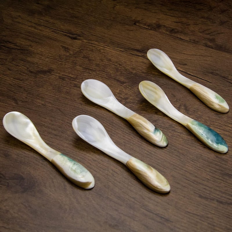 DUEBEL Mother of Pearl Caviar Spoons, 4' Luxury Handmade Spoons for Caviar/Shrimp/Egg/Icecream Serving (5pcs) - Image 5