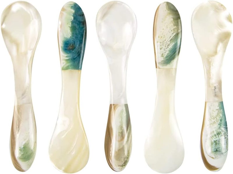 DUEBEL Mother of Pearl Caviar Spoons, 4' Luxury Handmade Spoons for Caviar/Shrimp/Egg/Icecream Serving (5pcs) - Image 1