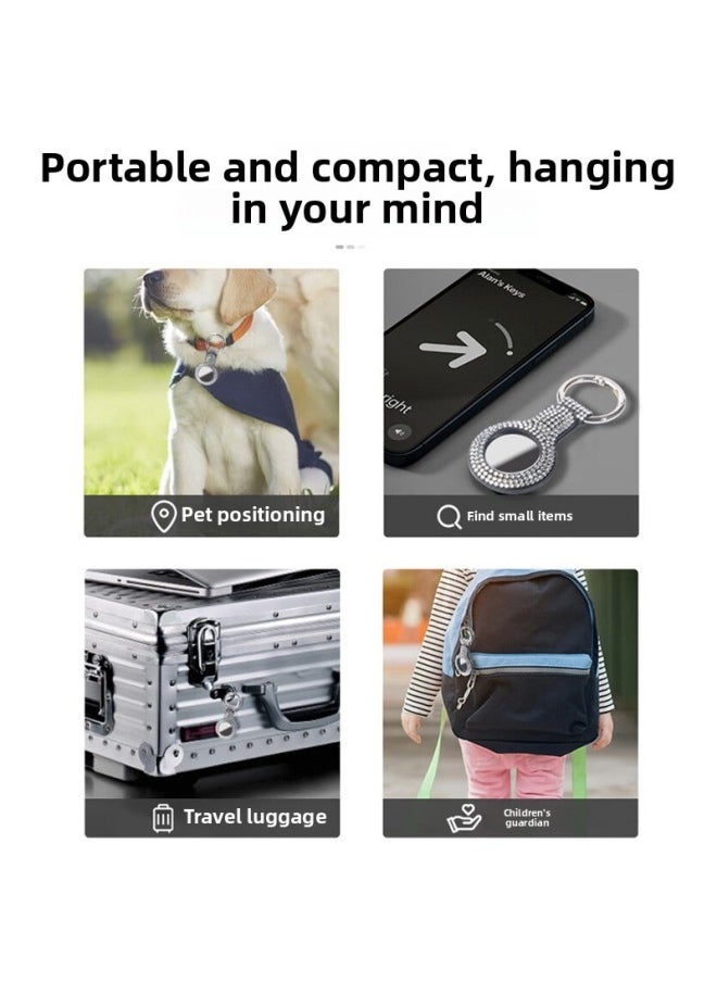Generic - Suitable For Apple Airtag Tracker Anti-lost Device Locator Leather Diamond Protective Case Airtags Protective Case-Color:Airtag Protective Sleeve-Single Hole White Drill - Image 1
