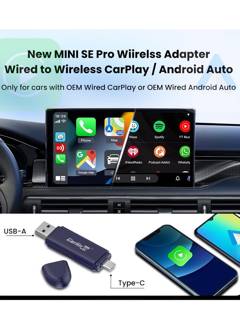 Carlinkit - 2025 CarlinKit MINI5C PRO Wireless CarPlay&Android Auto Wireless Adapter 2-in-1 Stable&Fast-Connect USB Dongle Car Tools A/C port switch - Image 1