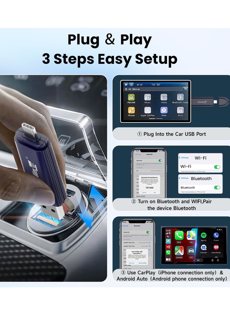 Carlinkit - 2025 CarlinKit MINI5C PRO Wireless CarPlay&Android Auto Wireless Adapter 2-in-1 Stable&Fast-Connect USB Dongle Car Tools A/C port switch - Image 1