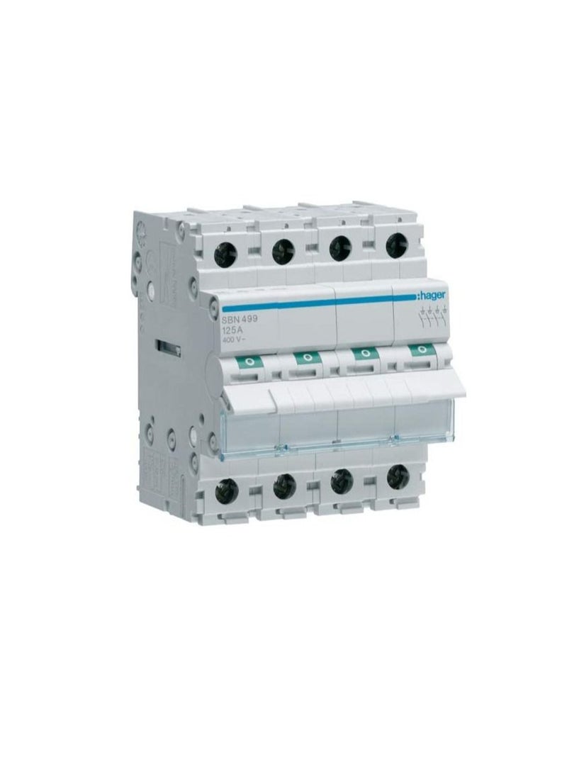 Hager 4Pole 125A Isolator Break Switch SBN499N *Onekonekt*  - Image 1