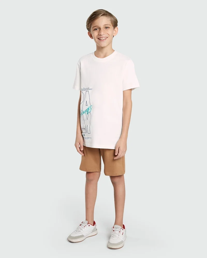 Ovs White Crew Neck Tee In Blanc De Blanc