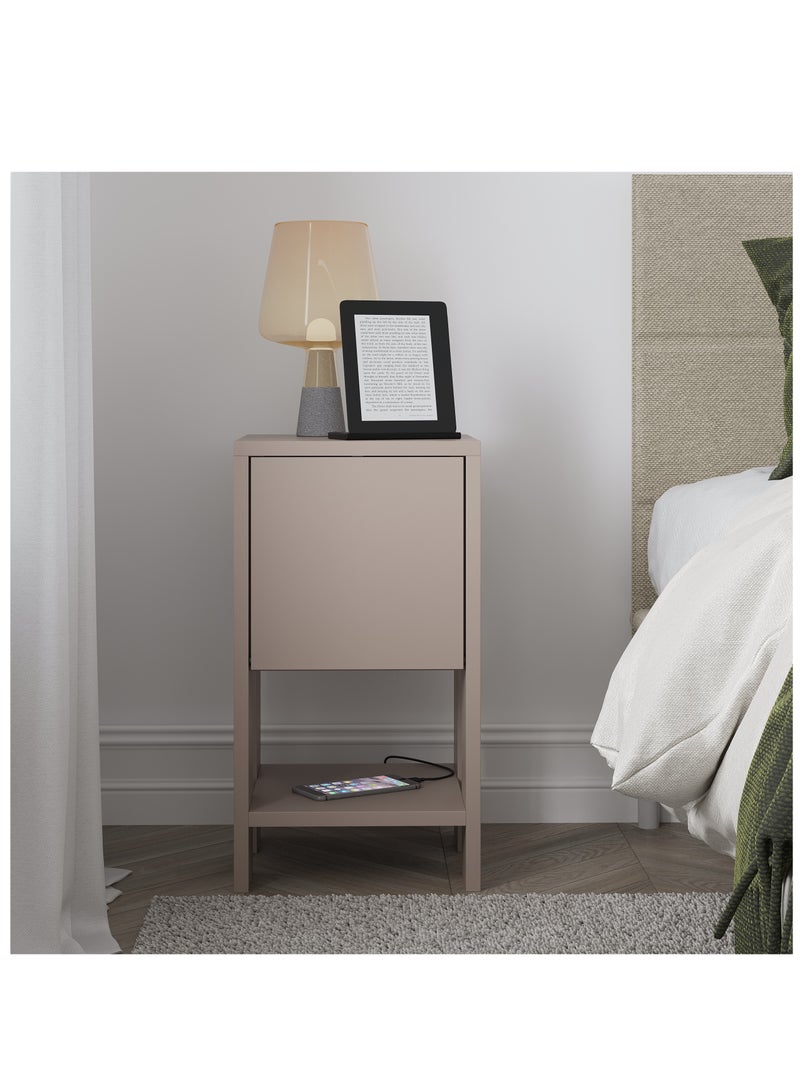 Mourah Home Ema Modern Nightstand Bedside Table with Storage Cabinet | Multi-Functional sofa Side Table for Bedroom, Living Room | 30x55x30cm| Light Mocha - Image 2