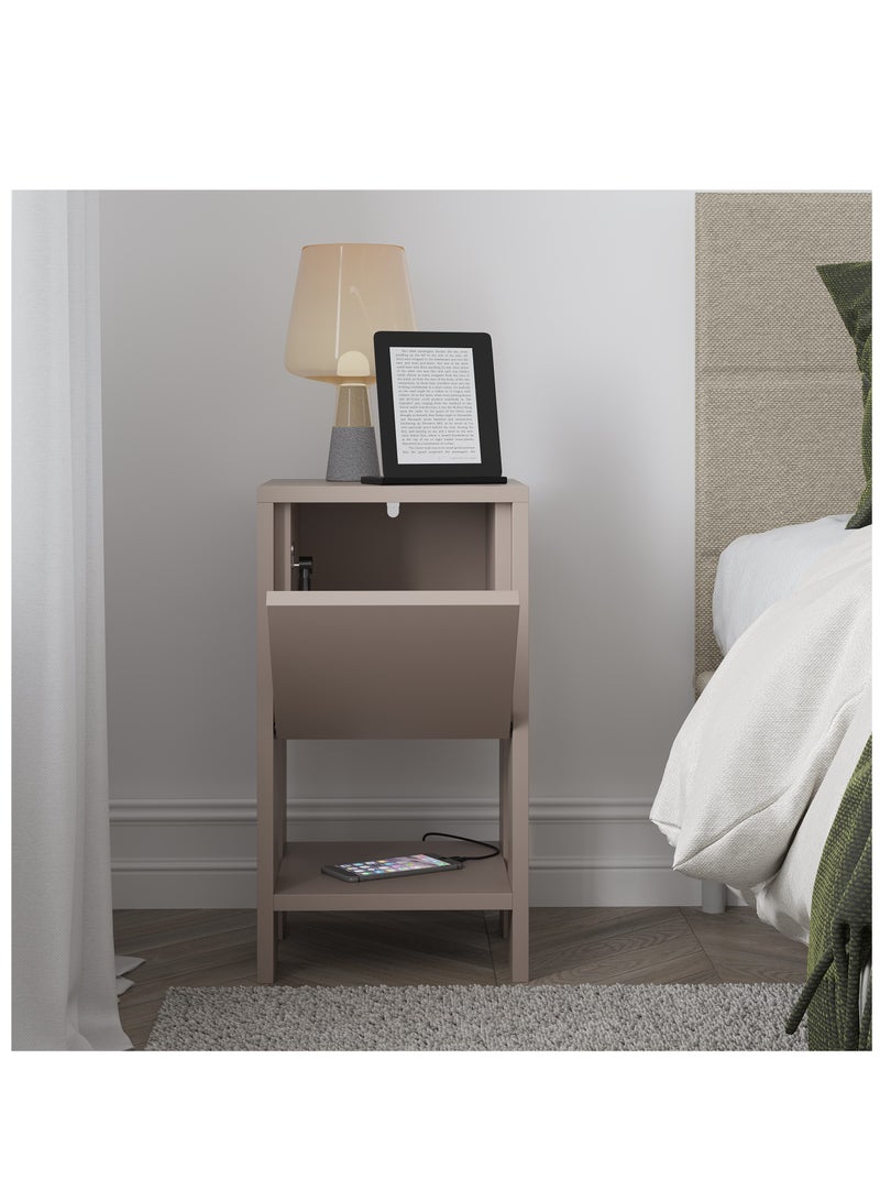 Mourah Home Ema Modern Nightstand Bedside Table with Storage Cabinet | Multi-Functional sofa Side Table for Bedroom, Living Room | 30x55x30cm| Light Mocha - Image 3