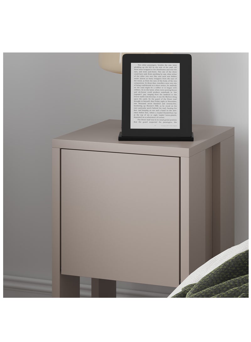 Mourah Home Ema Modern Nightstand Bedside Table with Storage Cabinet | Multi-Functional sofa Side Table for Bedroom, Living Room | 30x55x30cm| Light Mocha - Image 4