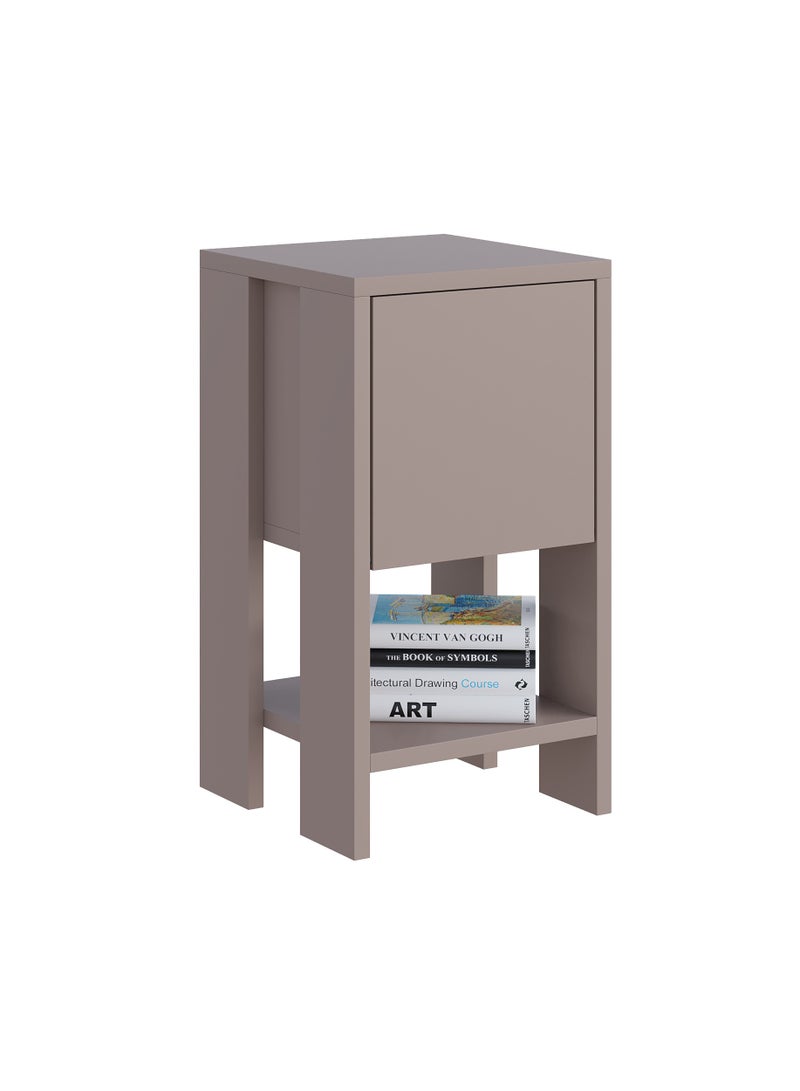 Mourah Home Ema Modern Nightstand Bedside Table with Storage Cabinet | Multi-Functional sofa Side Table for Bedroom, Living Room | 30x55x30cm| Light Mocha - Image 5