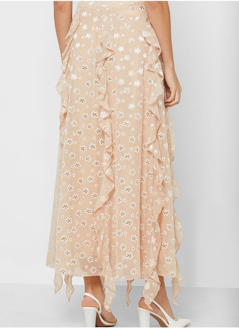 LOST INK - Frill Tiered Chiffon Midaxi Skirt - Image 1