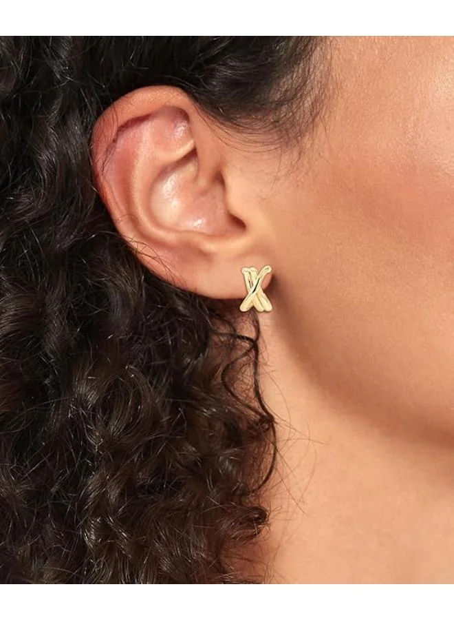 تومي هيلفيغر أقراط مسمار ذهب أصفر بعقدة بحرية