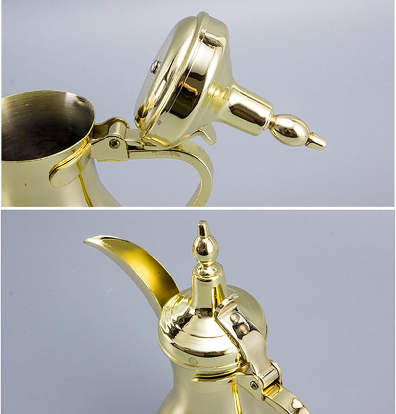ANTOLE Arabic Coffee Pot Dallah,Traditional Qahwa Coffee Server,Stainless Steel Gold Finish,Available in various capacity,Ideal for Arabic Coffee,Gifting,Majlis Serving(Gold, 1L) - Image 4