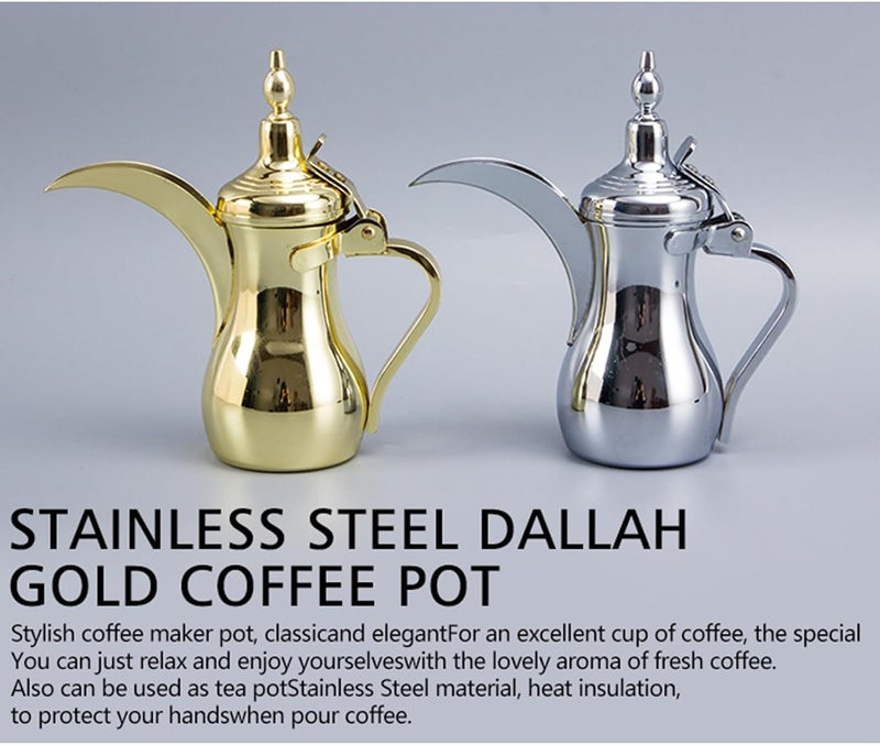 ANTOLE Arabic Coffee Pot Dallah,Traditional Qahwa Coffee Server,Stainless Steel Gold Finish,Available in various capacity,Ideal for Arabic Coffee,Gifting,Majlis Serving(Gold, 1L) - Image 3