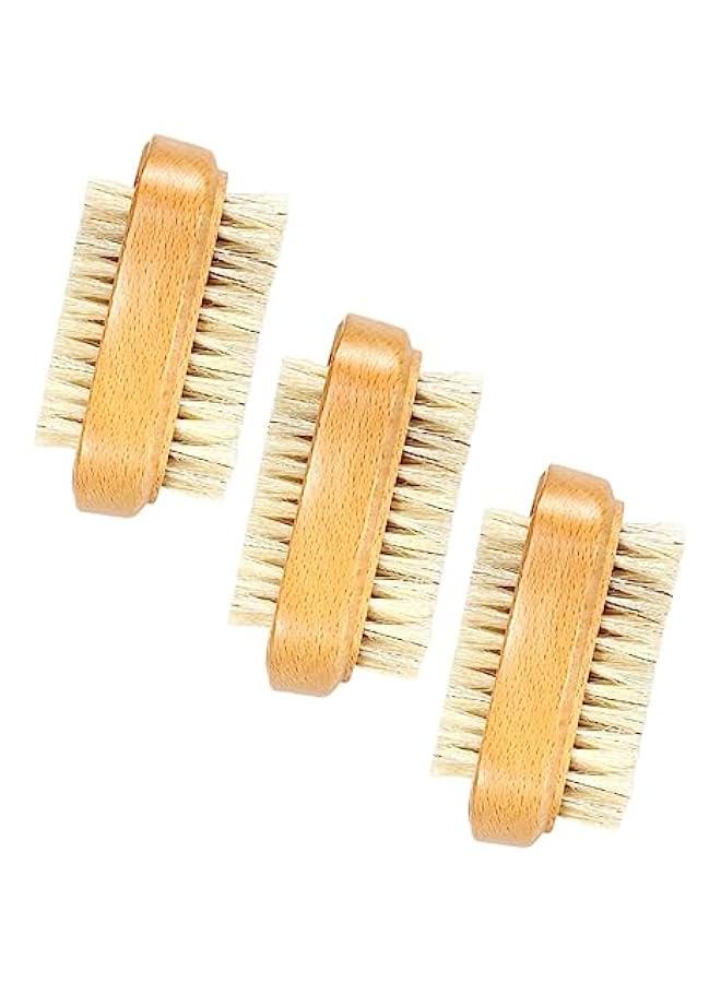 Generic 3pcs Nail Brush Two Sided Boar Bristle Brush Nail Cleaning Brush Handwashing Brush Toe Cleaning Brush Face Scrubbers Nail Clean up Brush Fingernail Scrubber White Bristle  - Image 1