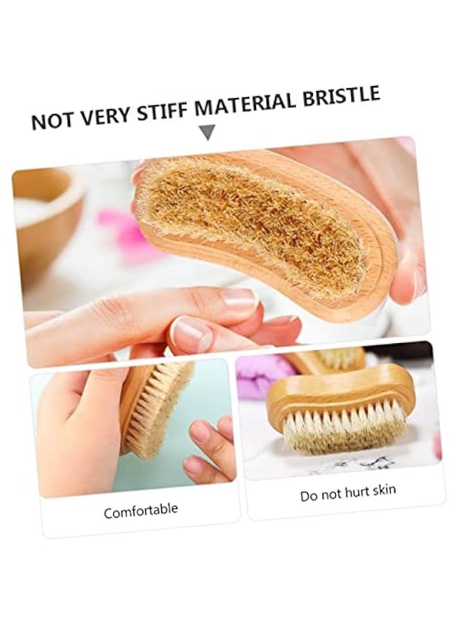 Generic 3pcs Nail Brush Two Sided Boar Bristle Brush Nail Cleaning Brush Handwashing Brush Toe Cleaning Brush Face Scrubbers Nail Clean up Brush Fingernail Scrubber White Bristle  - Image 4