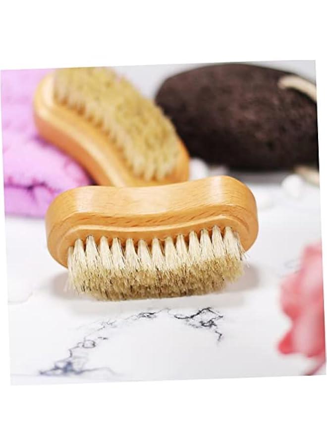 Generic 3pcs Nail Brush Two Sided Boar Bristle Brush Nail Cleaning Brush Handwashing Brush Toe Cleaning Brush Face Scrubbers Nail Clean up Brush Fingernail Scrubber White Bristle  - Image 5