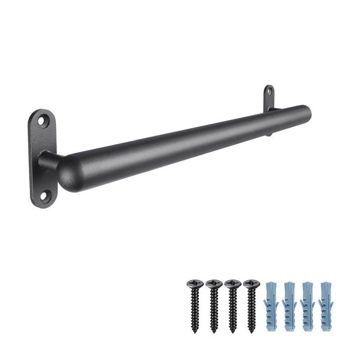 36 INCH WALL MOUNT METAL HANDRAIL STAIRCASE STEP HANDRAIL NONSLIP SAFETY GRAB HANDLE BARRIERFREE STAIRCASE GRAB BAR FOR ELDERLY INDOOR OUTDOOR USE 13 INCH ROUND BLACK