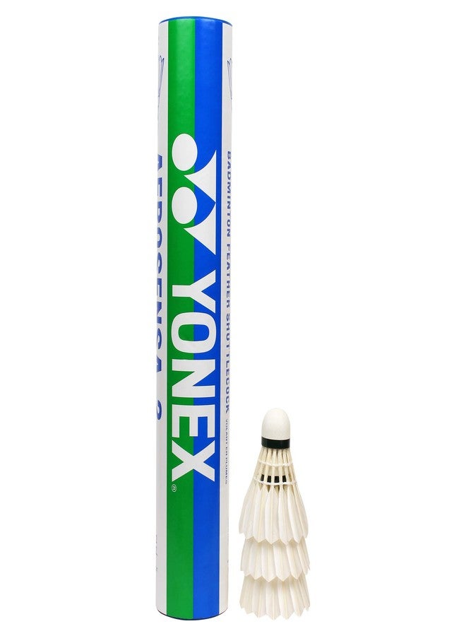 Yonex Aerosensa 2 Feather Badminton Shuttlecocks (White, Medium Speed ) | Real Goose Feathers | Solid Cork | Pack Of 12 - Image 1