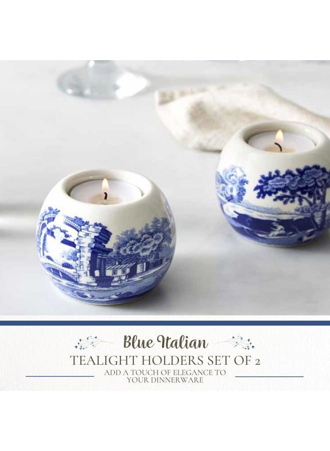 Spode Blue Italian Tealight Holders - Set of 2 - Image 2