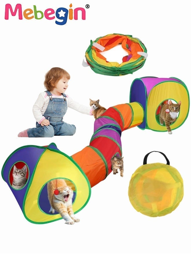 MEBEGIN Portable Cat Tunnel, 2 Way Collapsible Cat Play Tunnel, Ultra-strong, Tear-resistant Pet Tunnels, Indoor Play Tube for Cats, Soft Safe Cat Toys - Image 1