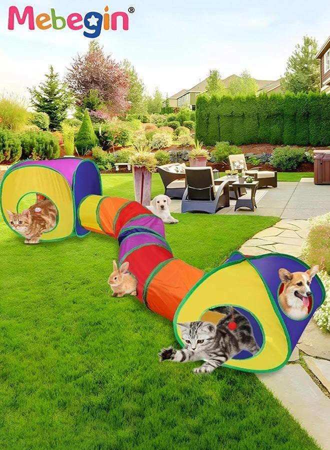 MEBEGIN Portable Cat Tunnel, 2 Way Collapsible Cat Play Tunnel, Ultra-strong, Tear-resistant Pet Tunnels, Indoor Play Tube for Cats, Soft Safe Cat Toys - Image 2
