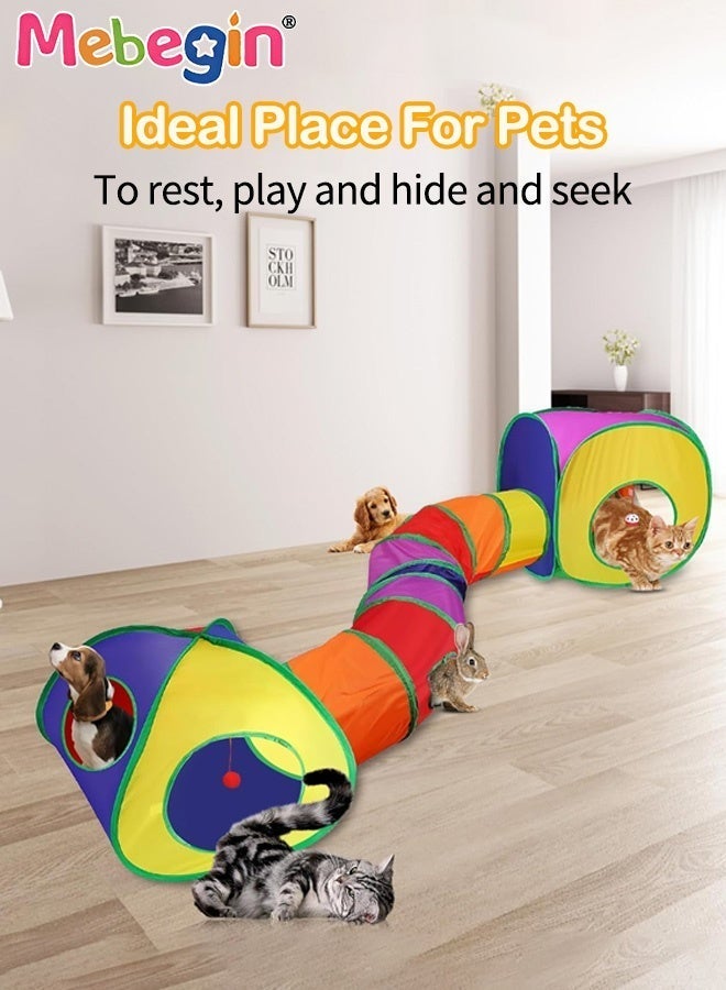 MEBEGIN Portable Cat Tunnel, 2 Way Collapsible Cat Play Tunnel, Ultra-strong, Tear-resistant Pet Tunnels, Indoor Play Tube for Cats, Soft Safe Cat Toys - Image 5