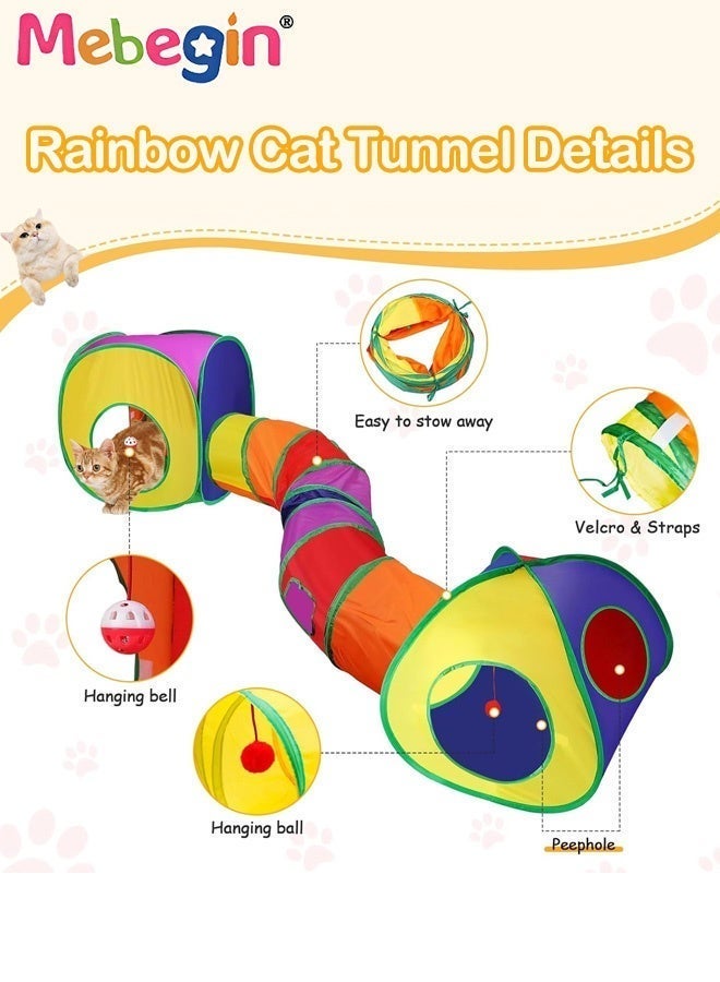 MEBEGIN Portable Cat Tunnel, 2 Way Collapsible Cat Play Tunnel, Ultra-strong, Tear-resistant Pet Tunnels, Indoor Play Tube for Cats, Soft Safe Cat Toys - Image 3