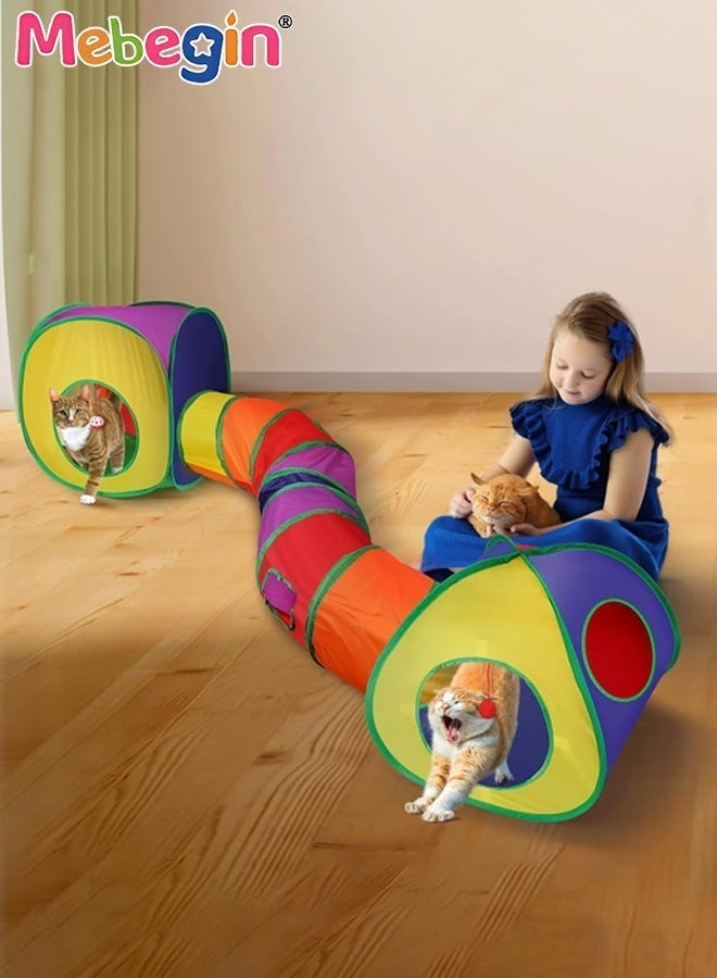 MEBEGIN Portable Cat Tunnel, 2 Way Collapsible Cat Play Tunnel, Ultra-strong, Tear-resistant Pet Tunnels, Indoor Play Tube for Cats, Soft Safe Cat Toys - Image 4