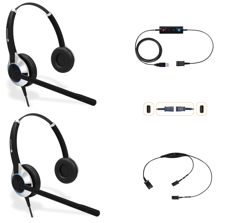 TruVoice Computer Dual Headset Bundle for Office Training | Monitoring | Supervising : Includes 2 x HD550 Headset with NC Microphone, Training Y Splitter + USB Cable Compatible with PC and Softphones - Image 1