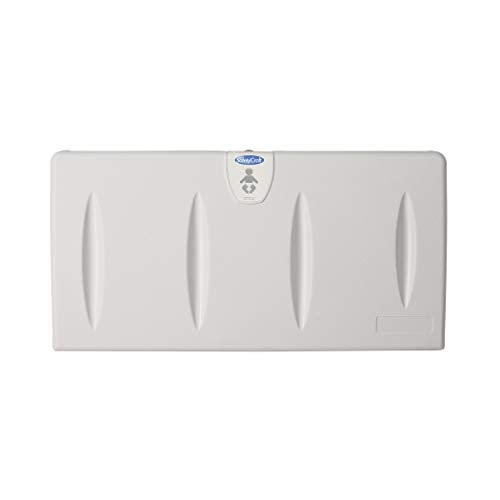 Foundations SafetyCraft Horizontal WallMounted Baby Diaper Changing Station Easy to Clean HighDensity Polyethylene wHeavy Duty Steel Hinge Builtin Liner Dispenser for Hooking Purse or Bag Light Gray 