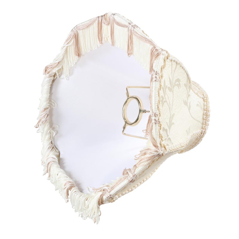 Aspen Creative 55005 Handsewn Scallop Dome Transitional UNO Fringe Lamp Shade in Cornsilk White Jacquard Fabric, 4" Top x 10" Bottom x 7" Height, Slip UNO 33mm - Image 4