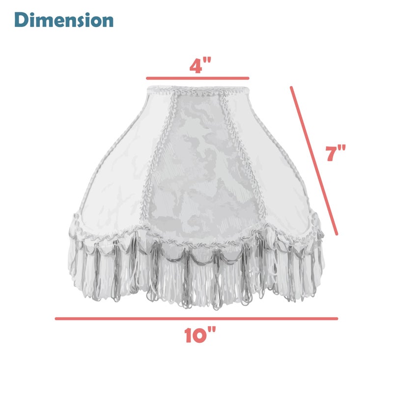Aspen Creative 55005 Handsewn Scallop Dome Transitional UNO Fringe Lamp Shade in Cornsilk White Jacquard Fabric, 4" Top x 10" Bottom x 7" Height, Slip UNO 33mm - Image 5