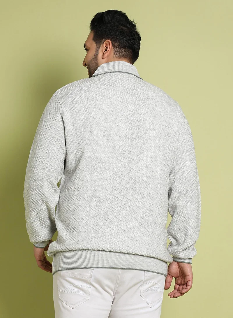 Instafab Plus Instafab Plus Men's Beige Herringbone Knitted Pullover Sweater For Casual Wear | Turtle Neck | Long Sleeve | Pull On Closure | Woll sweater Crafted With Comfort Fit For Everyday Wear