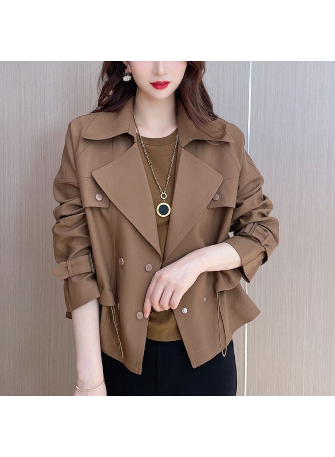 2024 This Year's Spring And Autumn Windbreaker Style Texture Women's Short Coat British Style Small All-match Women's Clothing 