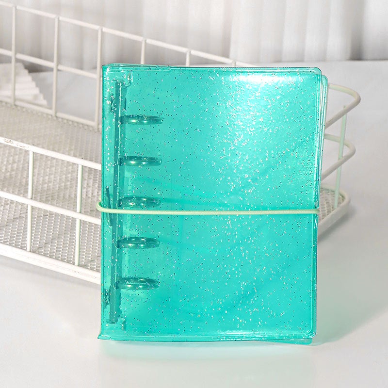 Generic M5 Ring Binder Notebook Transparent DIY Photo Album Glitter Green M5 Strap Binder 