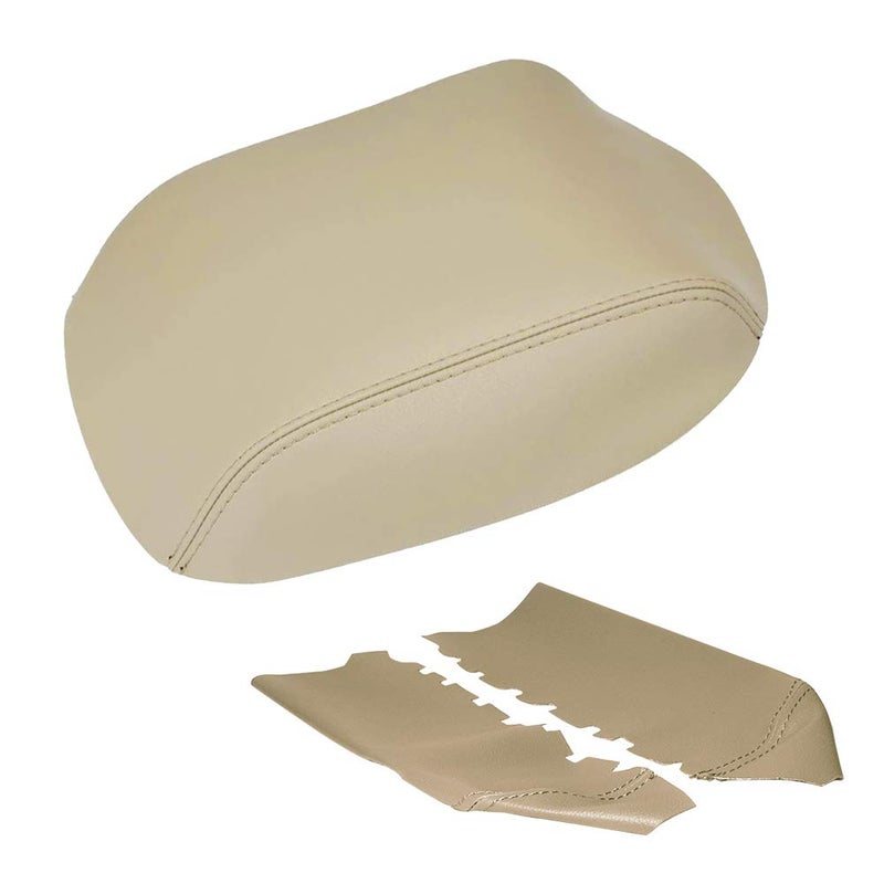 A ABIGAIL Center Console Armrest Cover Replacement for 2009 2010 2011 2012 2013 2014 2015 Honda Pilot Auto Leather Suture Console Lid Cover Replacement Beige