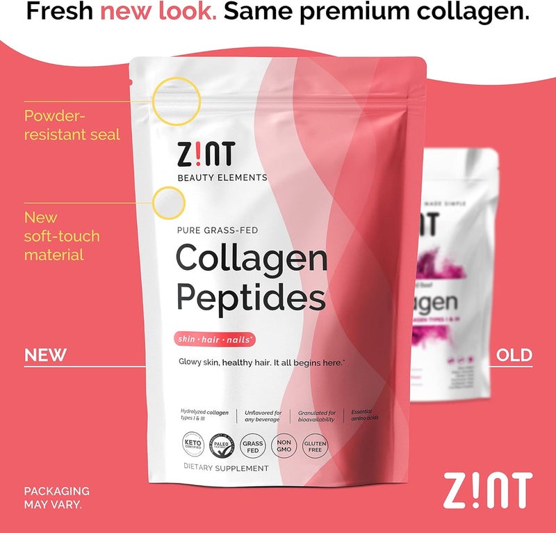 Zint Collagen Peptides Powder 32 oz  GrassFed Hydrolyzed Type I  III  Supports Skin Hair Joints  Gut Health  Rich in Key Amino Acids  PaleoFriendly Keto NonGMO Unflavored - Image 2