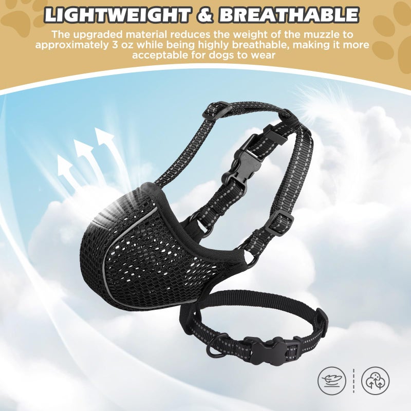 BONTHEE Dog Muzzle,Soft Nylon Muzzles Anti Biting Barking Chewing,Breathable Reflective Adjustable Loop Pets for Small Medium Large Sized Dogs,Allows Panting and Drinking(Black XL) - Image 5