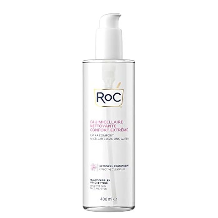 Roc extra comfort micellar cleansing water sensitive skin, face and eyes effective cleansing minimises allergy risks 400 ml - Image 1