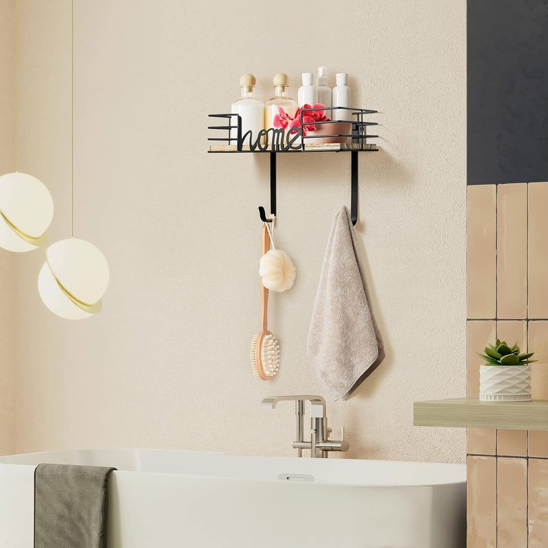 TJMOREE Ironing Board Hanger Wall Mount - Laundry Room Decor Iron and Ironing Board Holder with Large Storage Wooden Base Basket and Removable Hooks (Black) - Image 4